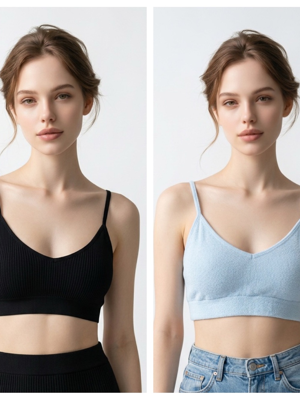 OLD NAVY | Set of TWO Ribbed Bralettes Black & Light Blue Women’s Size X-Large